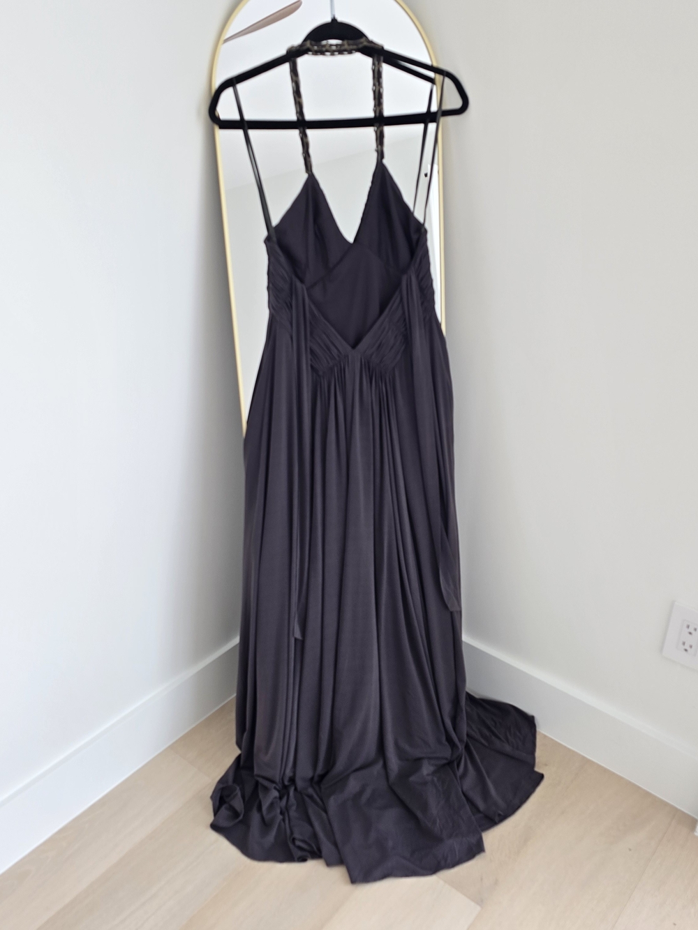 BCBGMaxAzria Brown Backless Halter Maxi Dress Vintage Y2k! Chain - Picture 3 of 5